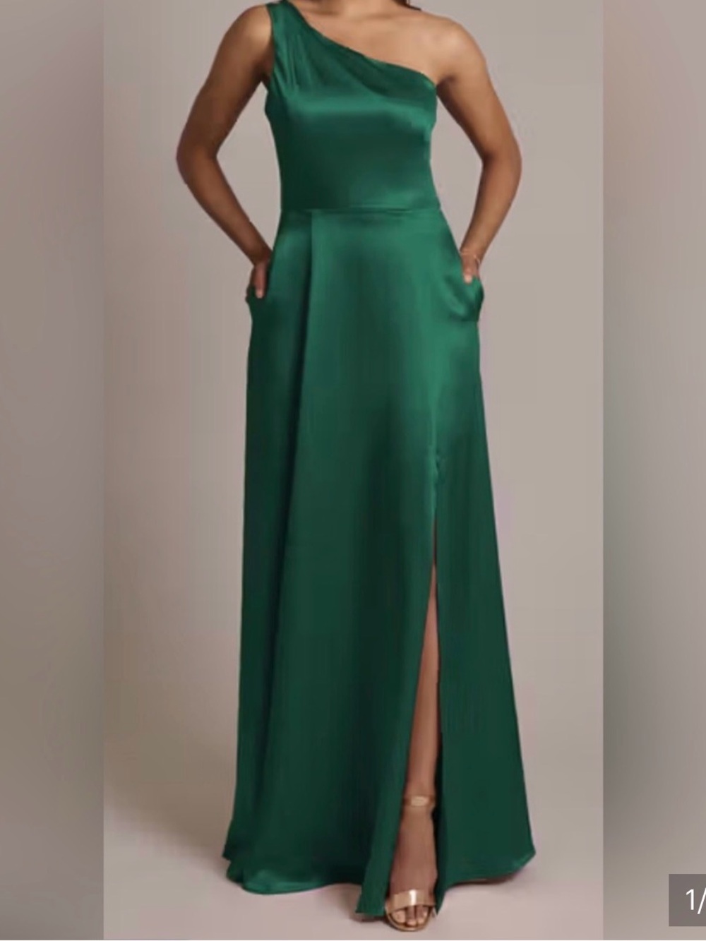 Women's Emerald Green Satin High-Low Wrap Dress